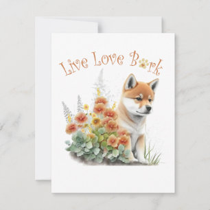 Cartão De Notas Mãe de Cachorro Shiba Inu Floral