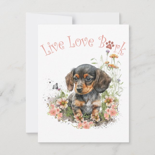 Cartão De Notas Mãe de Dachshund Floral (Frente)