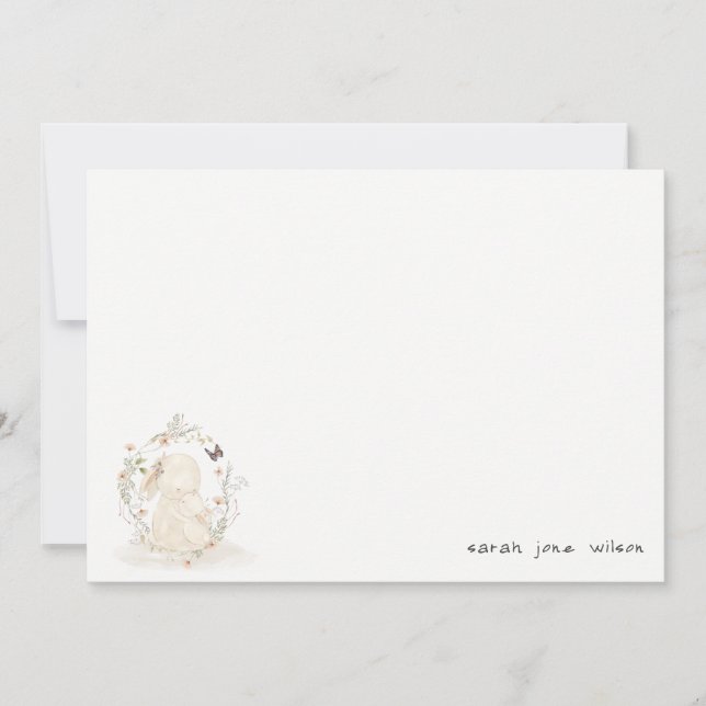 Cartão De Notas Mãe Suave Bonita Coelhinha Floral Chá de fraldas (Frente)