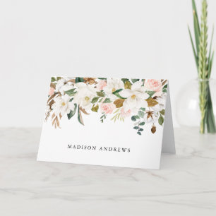 Cartão De Notas Magnolias brancas de aquarela personalizadas