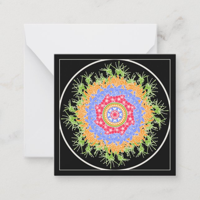 Cartão De Notas Mah Jongg Flores - Pequena Placa (Frente)