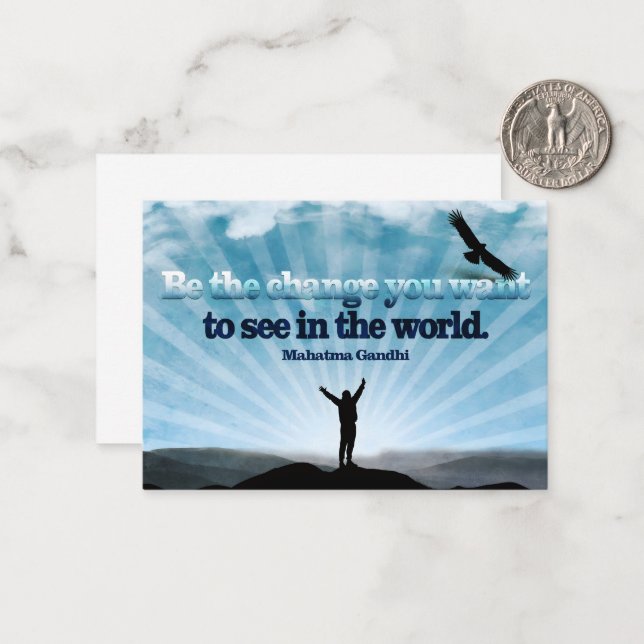 Cartão De Notas Mahatma Gandhi, citação inspiracional "Seja a muda (Frente/Verso In Situ)