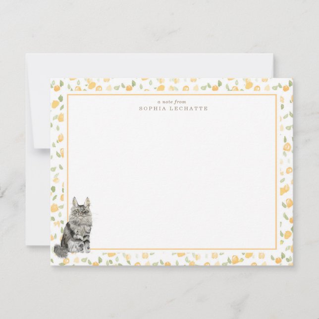 Cartão De Notas Maine Coon Cat Stationery Personalizado (Frente)