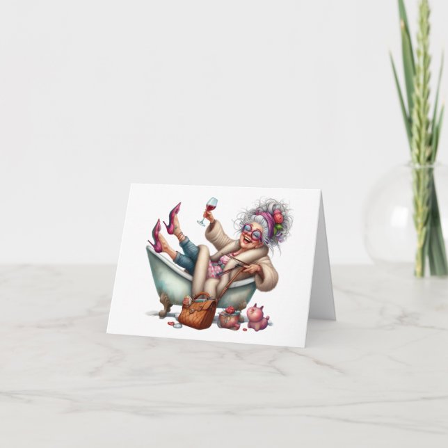 Cartão De Notas Mais velho Engraçado Senhora (Frente)