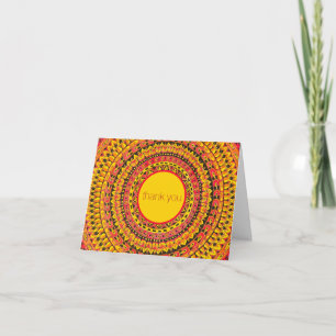 Cartão De Notas Mandala Laranja Colorida Obrigado Dobrado