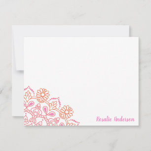 Cartão De Notas Mandala Rosa e Laranja Personalizado Boho Moderno