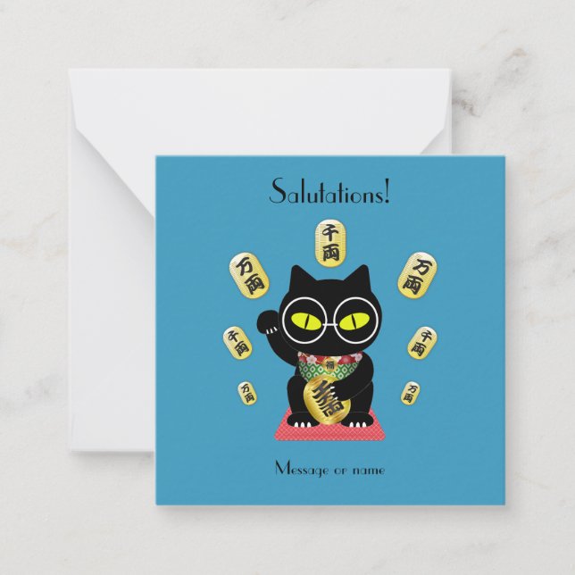 Cartão De Notas Maneki Neko Lucky Poilue Nota Plana (Frente)