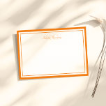 Cartão De Notas Manuscrito Minimalista Laranja Dois Monograma de B<br><div class="desc">Anote sua mensagem ou anotações neste cartão de anotação laranja elegante minimalista que apresenta um monograma de fontes serif e uma anotação de script do seu nome com bordas grossas e finas. Personalize com suas iniciais.</div>