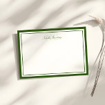 Cartão De Notas Manuscrito Minimalista Moiss Verde Dois Monograma<br><div class="desc">Escreva a sua mensagem ou notas sobre este cartão verde de nota verde-musgo,  elegante e minimalista,  com um monograma de letra serif e uma letra escrita com o seu nome com bordas grossas e finas. Personalize com suas iniciais.</div>