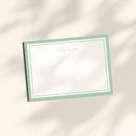 Cartão De Notas Manuscrito Minimalista Verde Dois Monograma de Bor