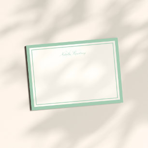 Cartão De Notas Manuscrito Minimalista Verde Dois Monograma de Bor