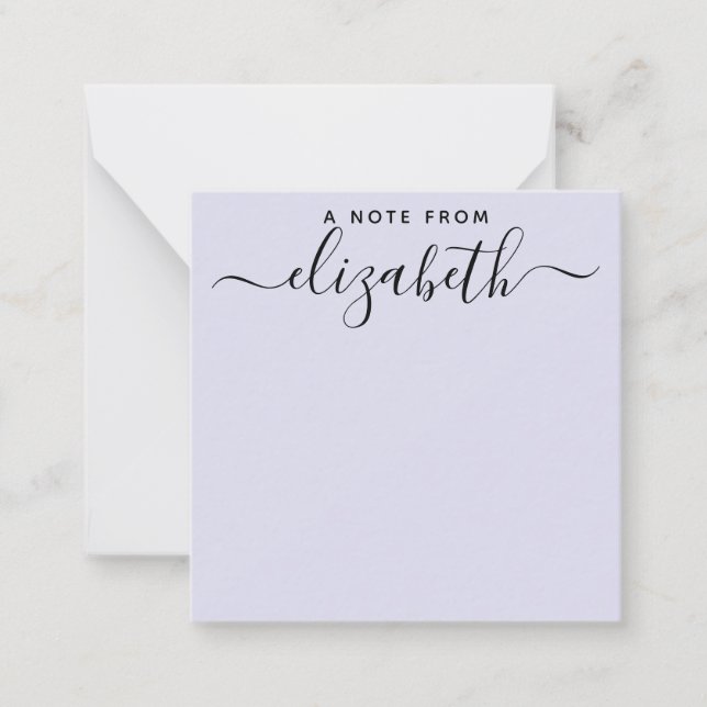 Cartão De Notas Manuscrito Uma Nota Do Nome Do Script Puro (Frente)