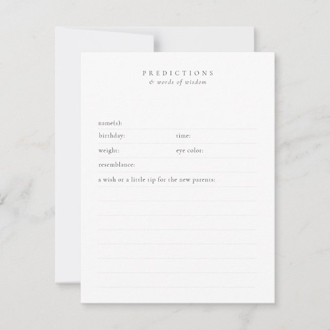 Cartão De Notas Manutenção Mínima de Desejos e Predições de Bebês  (Frente)