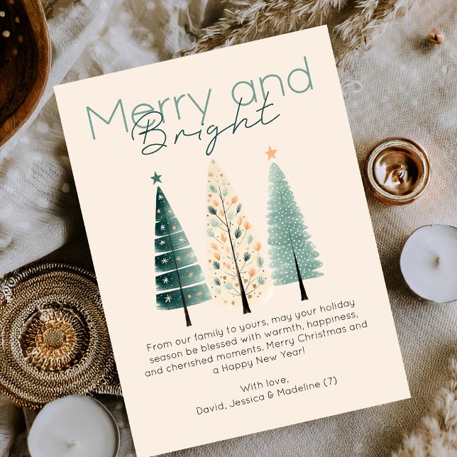 Cartão De Notas Mão de Boho Mínima do Orçamento desenhou Árvores d (Criador carregado)