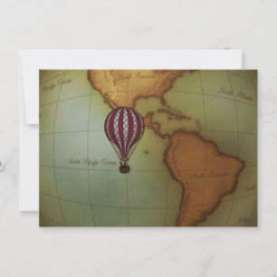Cartão De Notas Mapa do Balão de Ar Quente sobre o Hemisfério Oest