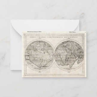 Cartão De Notas Mapa Mundial Antigo de 1598 Cartografia Latina