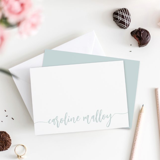 Cartão De Notas Mar | Nome moderno com script personalizado (Criador carregado)