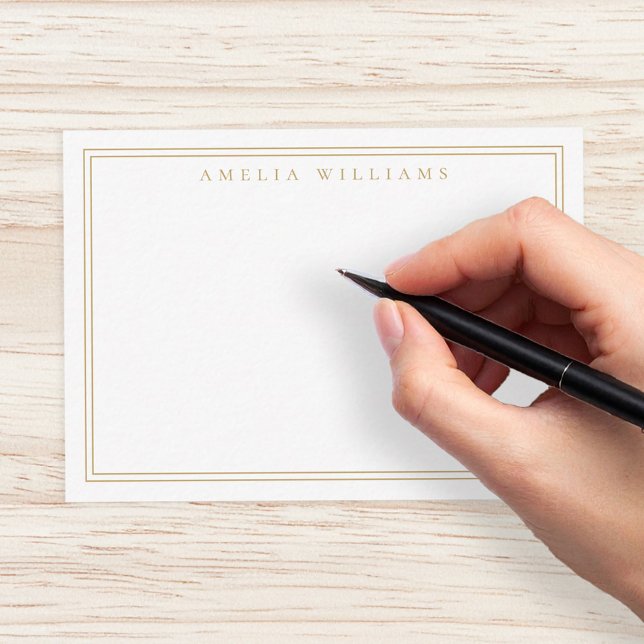 Cartão De Notas Margem Dourada mínima Elegante (Criador carregado)