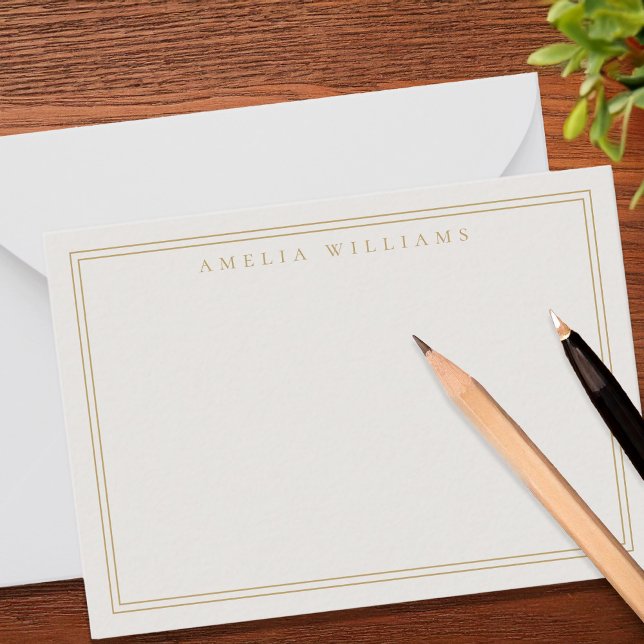 Cartão De Notas Margem Mínima Elegante Dourada do Marfim (Criador carregado)