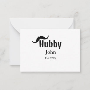 Cartão De Notas marido Hubby adiciona nome data ano bigode simples