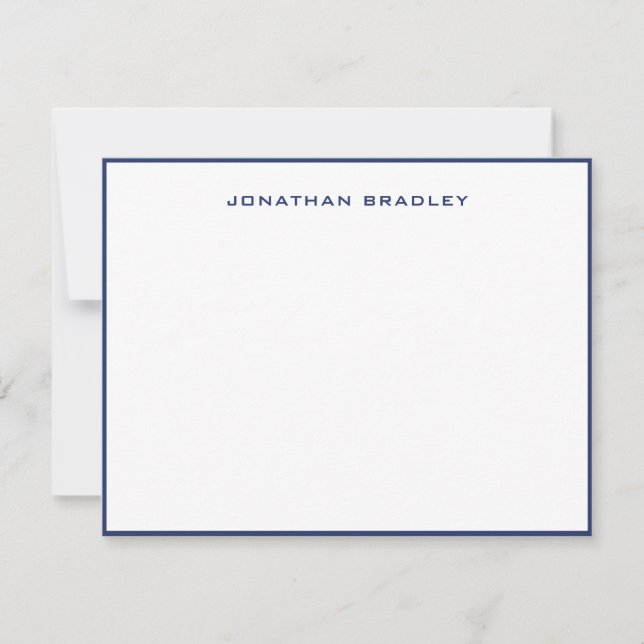 Cartão De Notas Marinho Azul Borda Todos os Bonés Nome do Cheio (Frente)