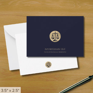 Cartão De Notas Marinho Azul e Dourado Escala de Justiça