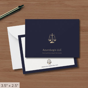 Cartão De Notas Marinho Azul e Dourado Escala de Justiça Legal