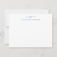 Marinho Blue Script Monograma Moderno Swash Statio