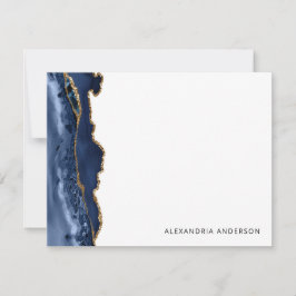 Cartão De Notas Marinho de Agitação Moderna - Grelha de Mármore Az