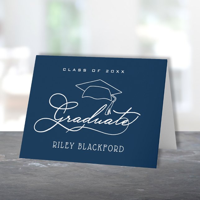 Cartão De Notas Marinho de formando azul (Criador carregado)