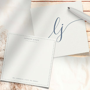 Cartão De Notas Marinho de Ideal de Papel Personalizado de Script