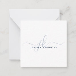 Cartão De Notas Marinho de Iniciais de Script Elegante do Monogram