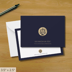 Cartão De Notas Marinho Dourado Justice Scale Legal Note Card