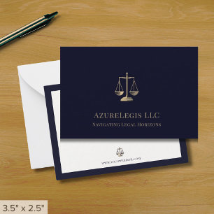 Cartão De Notas Marinho Dourado Justice Scale Legal Note Card