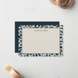 Cartão De Notas Marinho Elegante Abstrato Azul Moderno