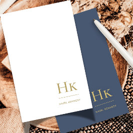 Cartão De Notas Marinho profissional de placa social monograma Dou