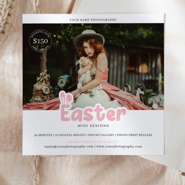 Cartão De Notas Marketing de Sessão Mini Fotografia de Páscoa (Criador carregado)