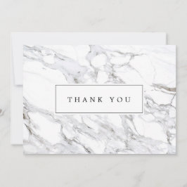 Cartão De Notas Mármore Branco Minimalista Luxe Obrigado