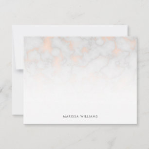 Cartão De Notas Mármore Faux e textura Dourada Rosa monogramada