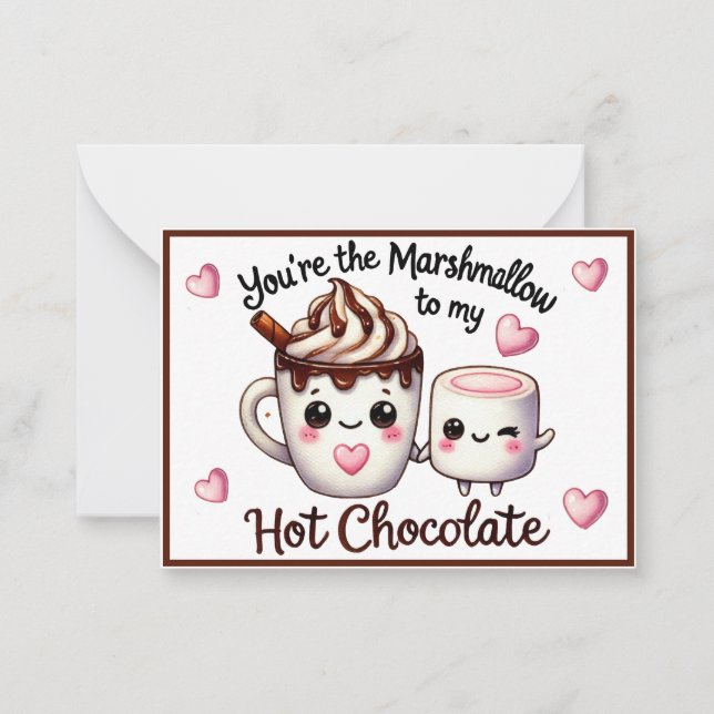 Cartão De Notas Marshmallows e Chocolate Kawaii Fofos (Frente)