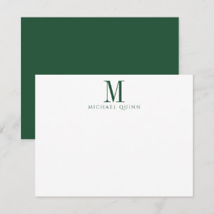 Cartão De Notas Masculine Business ProfessionaI Monograma Verde