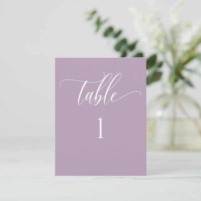 Cartão De Notas Mauve Purple Modern Minimalist Table Number (Em pé/Frente)