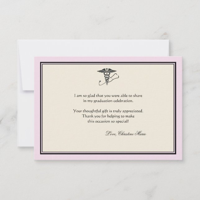 Cartão De Notas MD Graduação Rosa Obrigado Notecard (Frente)