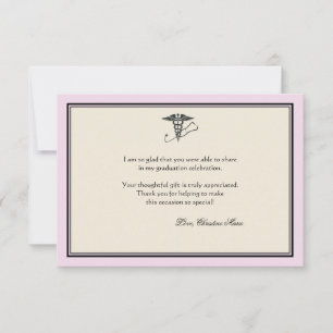 Cartão De Notas MD Graduação Rosa Obrigado Notecard