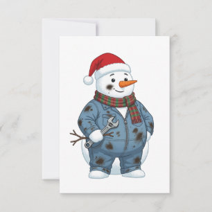 Cartão De Notas Mecânico de Boneco de Neve Natal 2026 Feriado Azul