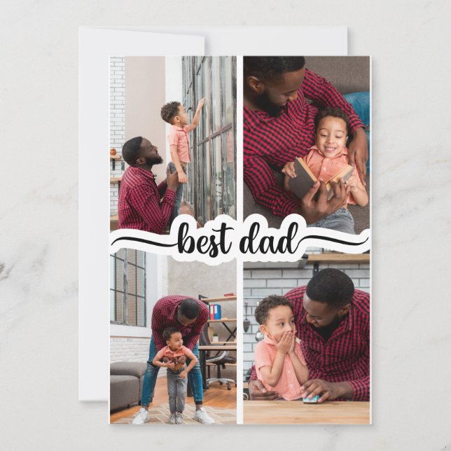 Cartão De Notas Melhor Pai Colagem Personalizada de 4 Fotos (Frente)