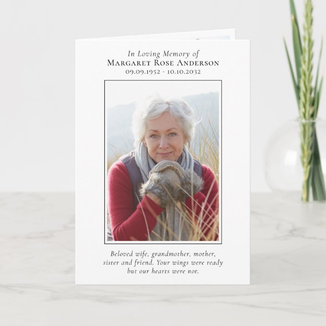 Cartão De Notas Memória Obituária Memorial de Fotografias (Frente)