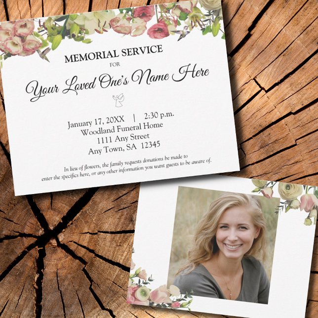 Cartão De Notas Memorial Flowers Hummingbird Elegant Foto (Criador carregado)