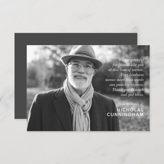 Cartão De Notas Memorial Moderno Elegante Foto e Mensagem Personal (Frente/Verso)