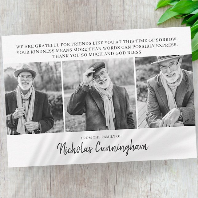 Cartão De Notas Memorial Três Foto Personalizada e Mensagem Obriga (Criador carregado)